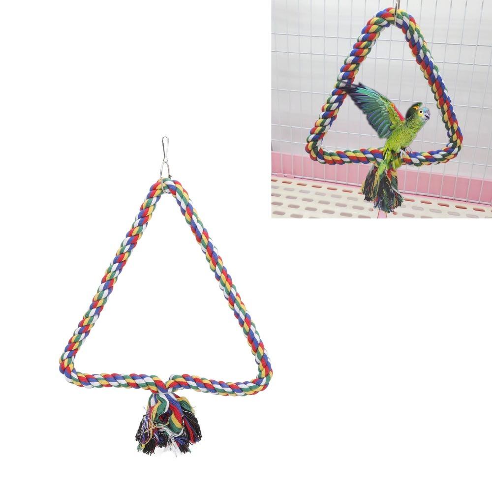 Chewing Design Rope Perch Stand Triangular Shape Colorful Parrot Toy Bird Swing Toy For Parakeets