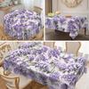 1 шт. Фиолетовая скатерть с цветочным рисунком, Водонепроницаемый полиэстер, 4 размера для обеденных столов в помещении/на открытом воздухе