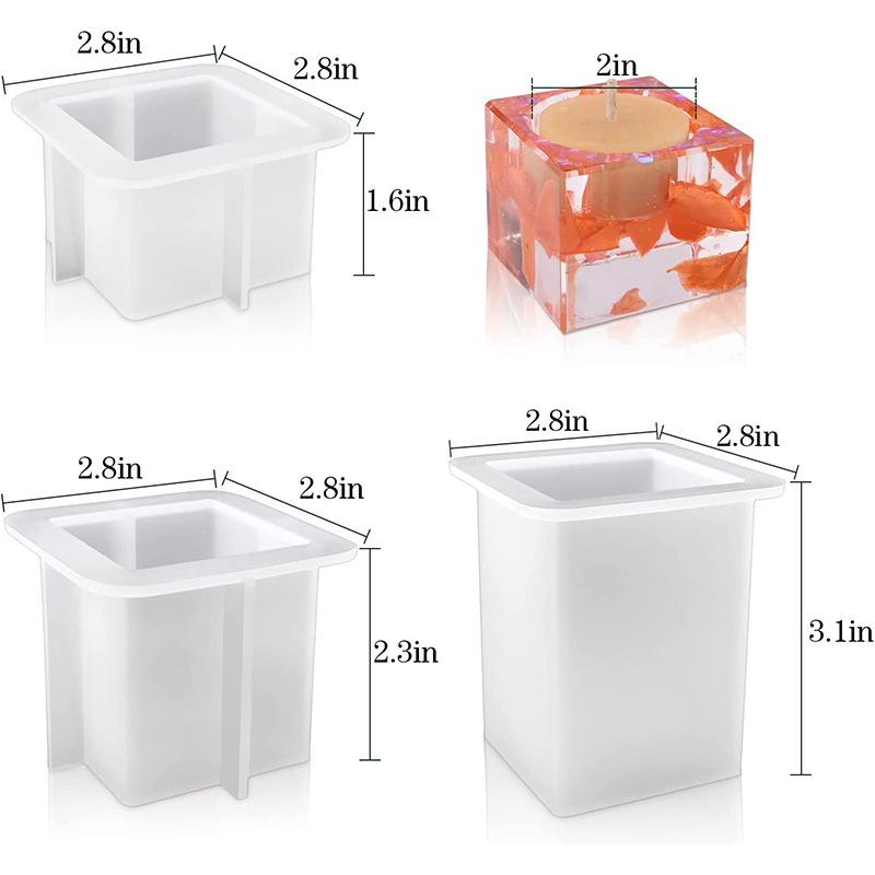 DIY Crystal Epoxy Resin Mold 3D Rectangles Ornaments Candle Holder Candlestick Mirror Silicone Molds Aromatherapy Mold Making
