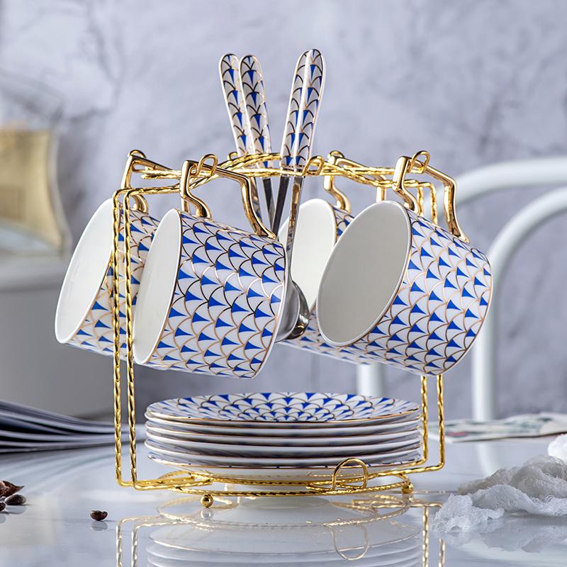 Стойка для кофейных чашек и блюдец вмещает 6 кофейных чашек и 6 тарелок, кухонная стойка для сушки, прочная современная подставка для кружек для столешницы