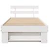Bed Frame with Headboard White 75 x 190 cm Solid Pine Wood
