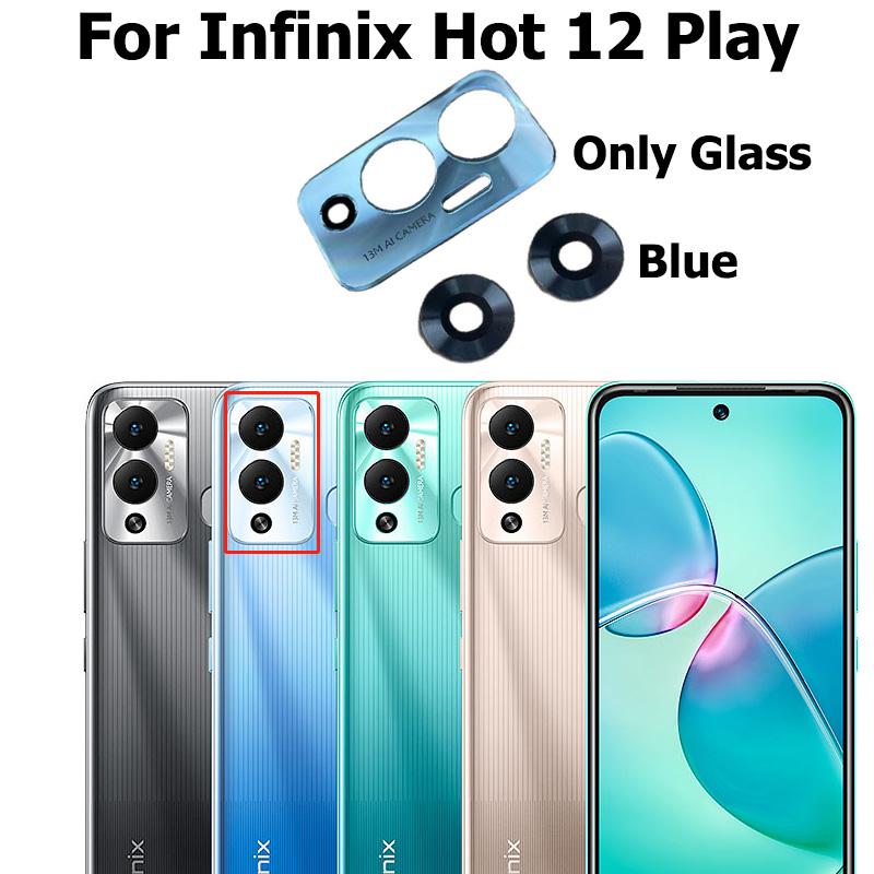 Rear Back Camera Glass Lens For Infinix Hot 12 Play Main Camera Cover Protective With Sticker Adhesive Glue Replacement