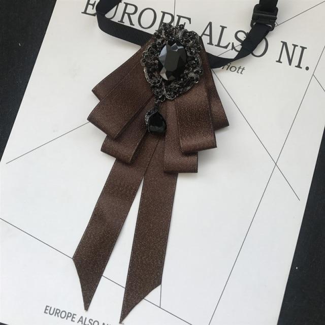 Винтажная брошь в виде галстука-бабочки из ткани с кристаллами, корейская мода, галстуки-бабочки, галстуки для женщин, белый рубашечный воротник, роскошные ювелирные аксессуары