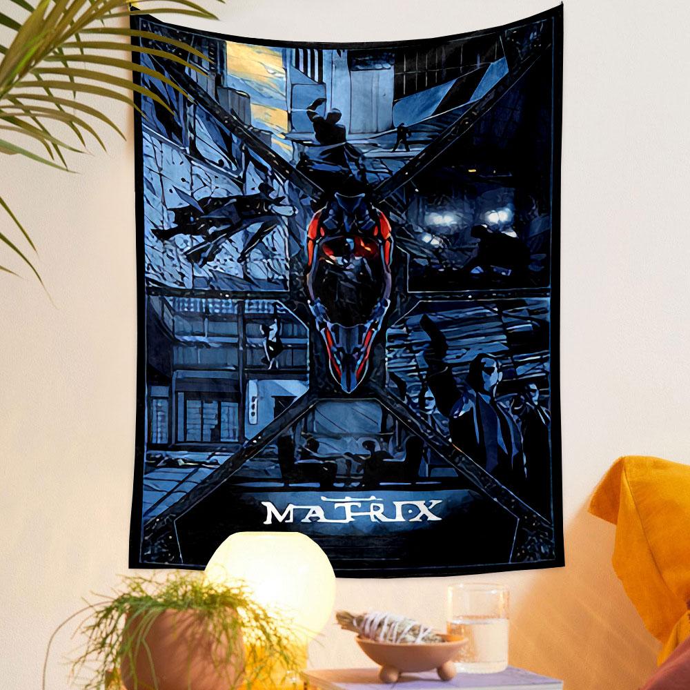 The Matrix Tapestry Wall Hanging, Neo Sci-Fi Movie Poster Art, Retro Wall Decor for Bedroom Living Room Dorm