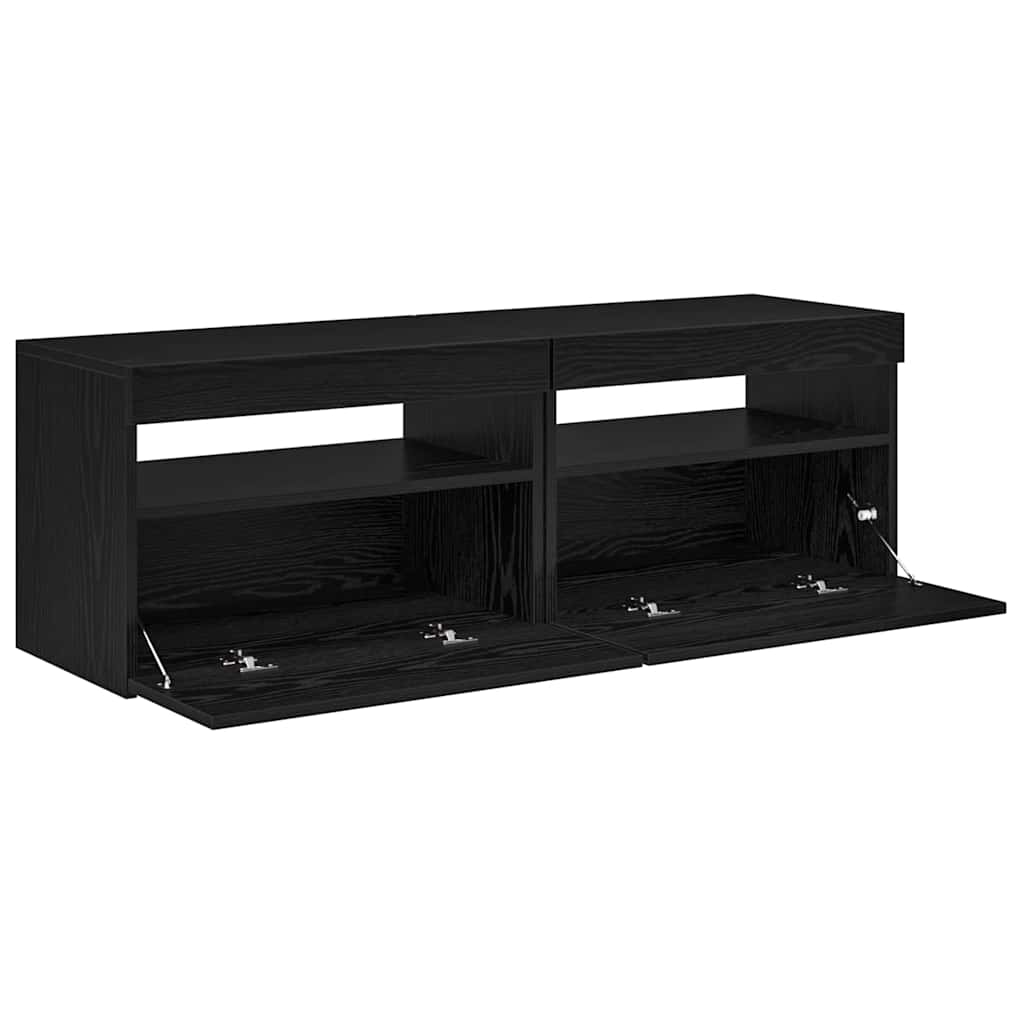 TV Cabinet with LED 2 pcs Black Oak Effect 60 x 35 x 40 cm