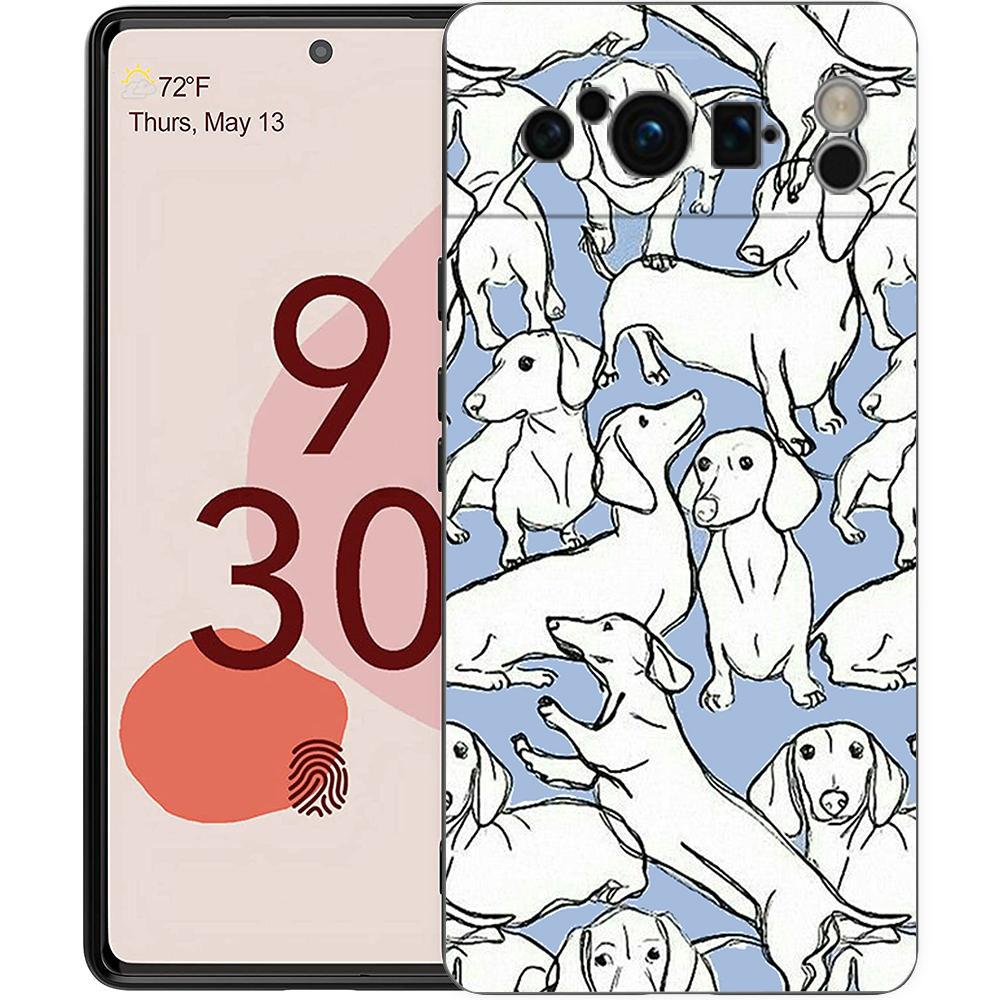 Dachshund Sausage Dog Phone Case For Google Pixel 10 9 8 7 Pro 9A 8A 7A 6A 6 Pro XL Soft TPU Bumper Black Cover