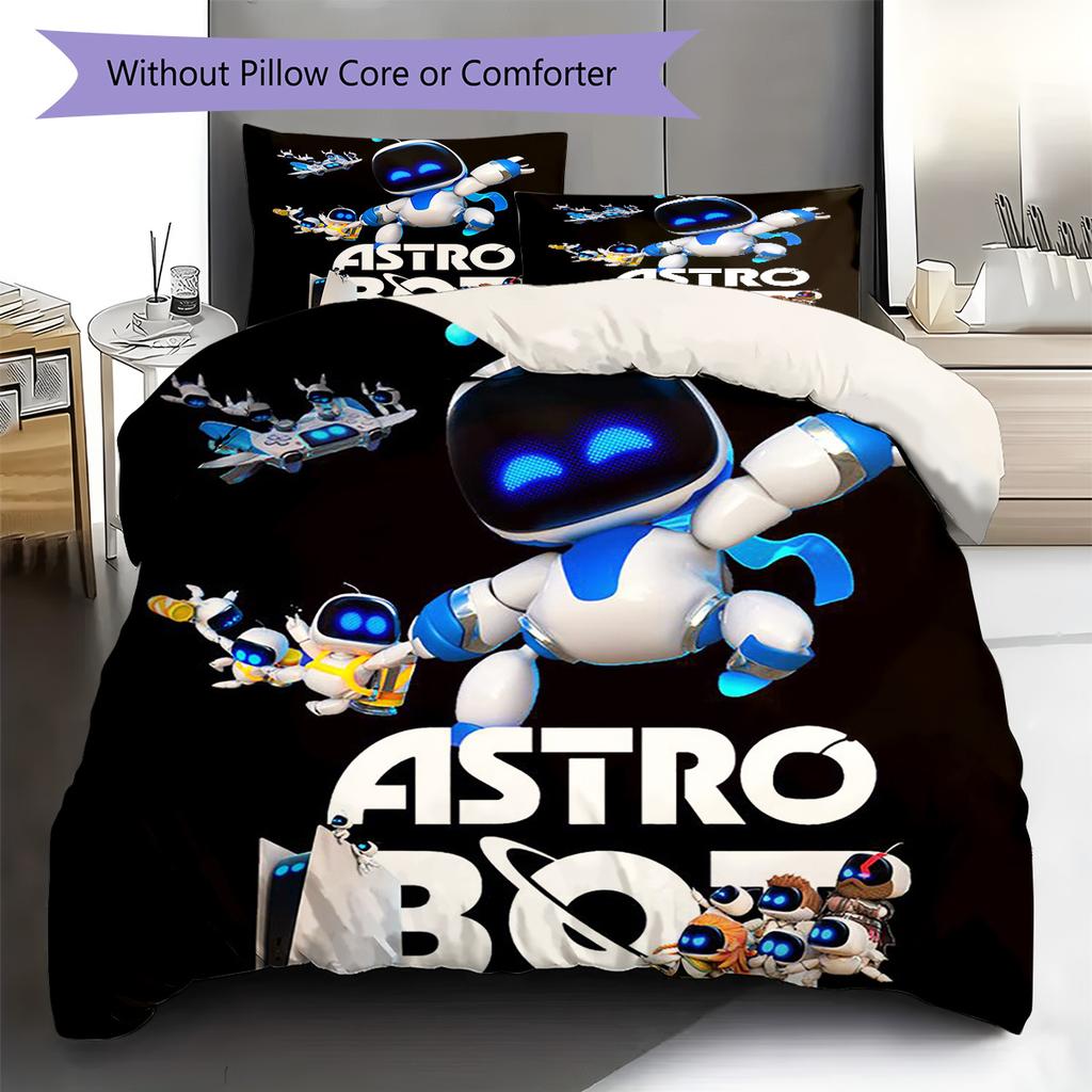 Постельное белье с узором ASTRO BOT, Комплект одеяло, Пододеяльник, Наволочка, Домашний подарок на день рождения (1 пододеяльник + 2 наволочки, без наполнителя)