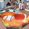 Basketball Rug for Boys Bedroom Kids Football Carpet Water Fire Sports Rugs for Boys Bedroom Baseball, Soccer Rug for Playroom