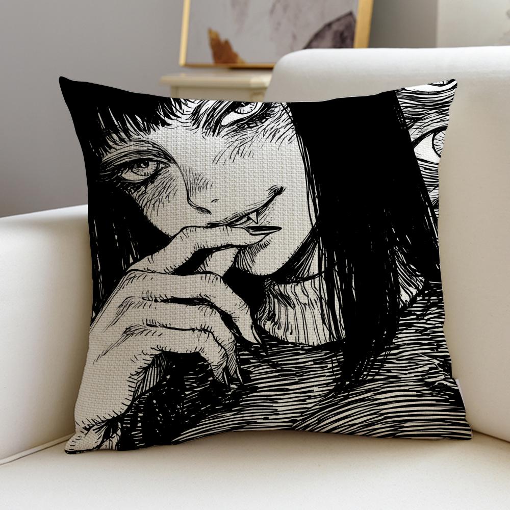 Horror TTomieS Cushion Cover Breathable and skinfriendly linen pillowcase square removable and washable cushion