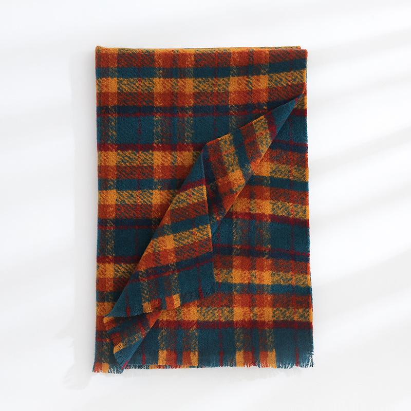 Autumn and Winter Fashion Warm Shawl Imitation Cashmere Fringed Thickened Scarf Decoration Classic Plaid Printing Long Towel