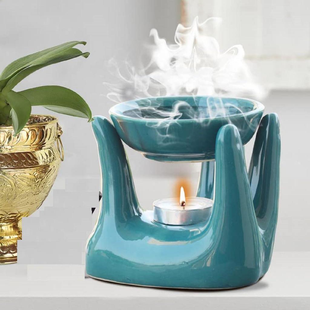 Новейшая керамическая масляная горелка-диффузор ручного типа для дома, офиса, с 1 чайной свечой, изготовленная из фарфора