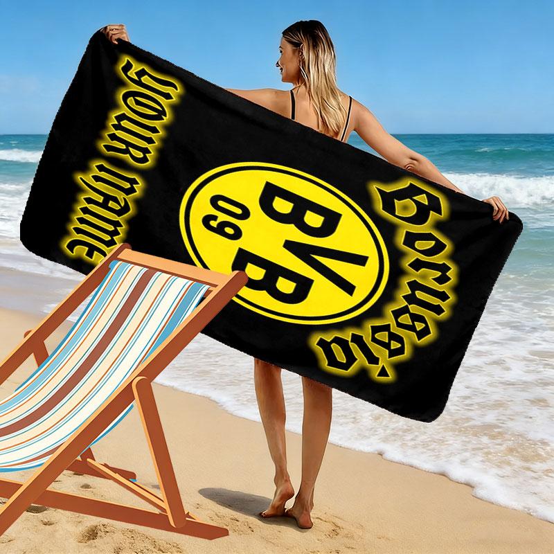Custom Borussia Dortmund Print Beach Towel, Large Soft Quick Dry Towel for Beach Camping Swimming