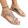 Fashion Plus Size 36-46 Women Shoe Rhinestone Flat Sandals Elastic Band Beach Shoes for Women Fashion Casual Open Toe Sandalias De Mujer