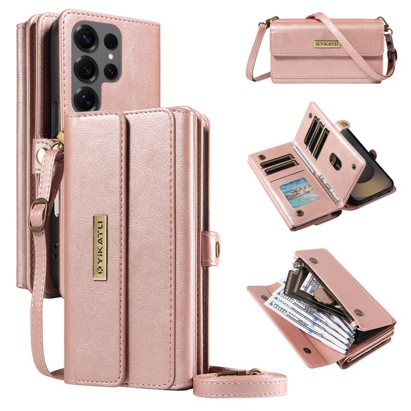 Lanyard Multi Card Zip Wallet Leather Phone Case for Samsung Galaxy S25 Edge S24 Ultra S23 Plus S22 S21 S20 S10 Note 20 10 Cover