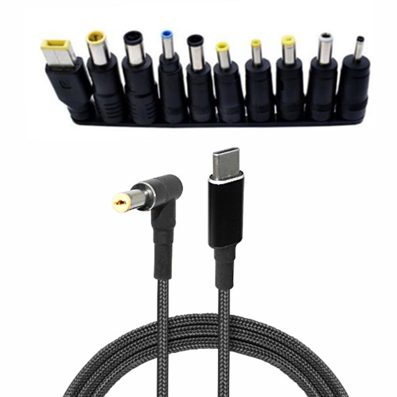 10PCS/Set Universal Type C to DC Power Adaptor Cable 100W 65W 20V 4A PD Fast Charger Jack Multifunction Mains Plugs Connector