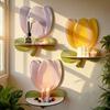 Wood Flower Wall Shelf Bohemian Style Crystal Display Shelf Decorative Wall Shelf  Candle Display