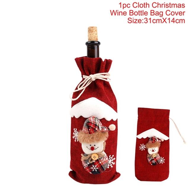 New Year Wine Bottle Cover Merry Christmas Decor For Home Christmas Table Decor Gift