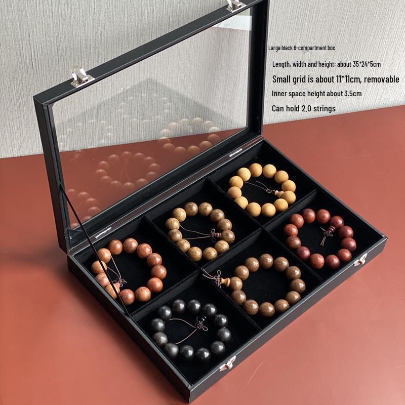 Черная бархатная шкатулка для украшений с решеткой и крышкой — высококачественное пыленепроницаемое хранилище для ожерелий, колец и сережек