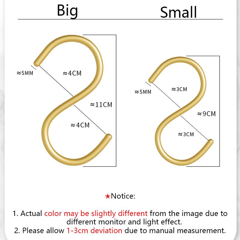 5pcs Aluminum Alloy S-Shape Hook,Closet Multifunctional S Hanger Hooks for Scarf Bags,Gold Hanging Hooks Home and Organization