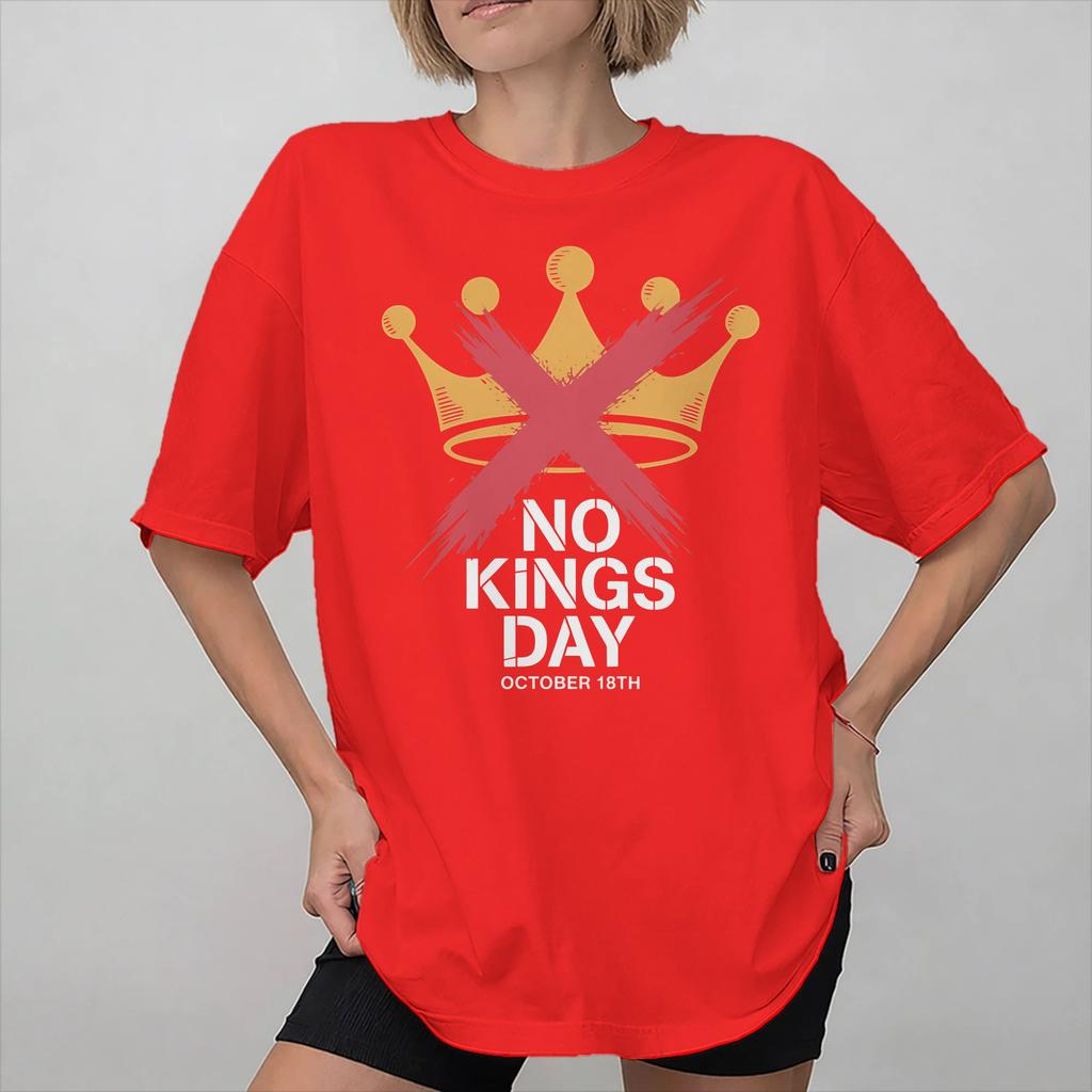 Graphic Printed No Kings In America T Shirt For Unisex  100 Cotton Tee Shirt Short Sleeve Clothing