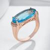 Синий большой циркон роскошные женские кольца золотые индивидуальные украшения овальные геометрические кольца аксессуары