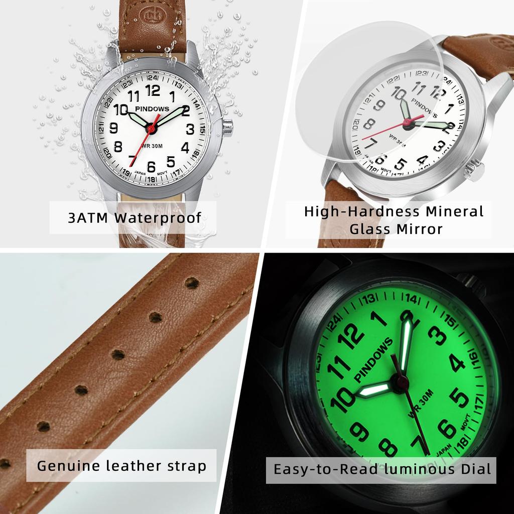 PINDOWS Classic Business Analog Quartz Small 3 ATM Waterproof Fashion Dress Watch с люминесцентным циферблатом женские часы, женские часы, легко читаемые