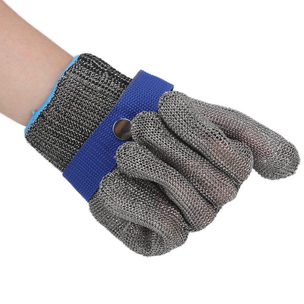 316 Stainless Steel Work Gloves with Adjustable Wrist Buckle Anti‑Cutting Gloves for Wood Working