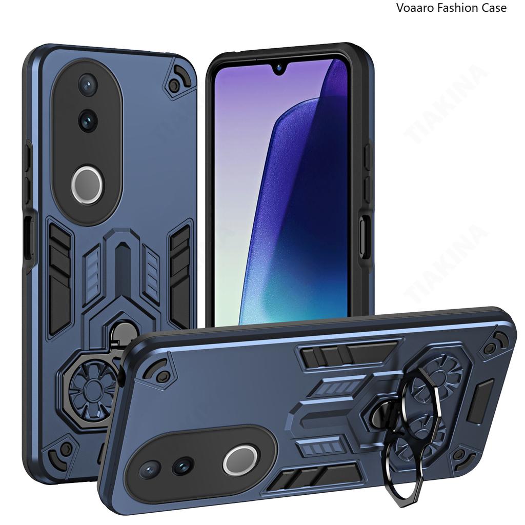 Dual Finger Ring Armor Cover for Vivo V50 5G Case for Vivo V50E 5G Rotate Metal Bracket Kickstand Case Shockproof Capa