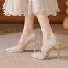 - Waterproof Table Banquet Dress Bridesmaid Shoes Wedding Shoes Rhinestone Temperament Crown High Heels Muse Pointed Shoes
