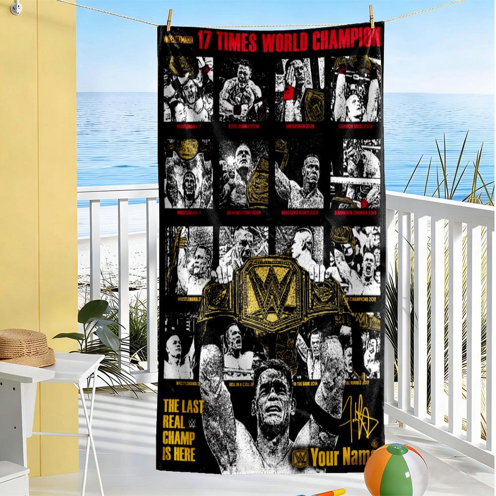 Wrestlemania Customizable Name Beach Towel Quick-Dry Soft Microfiber Ideal for Travel Outdoor Swim Pool Yoga Surf Camping Hiking Gym Gift Holiday