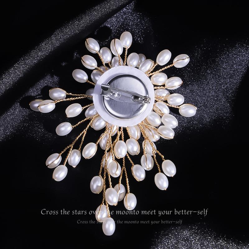 Высококачественная ручная работа, темпераментная роскошная брошь в виде снежинки с жемчугом, женская брошь в виде корсажа, элегантная брошь для пальто, корсаж