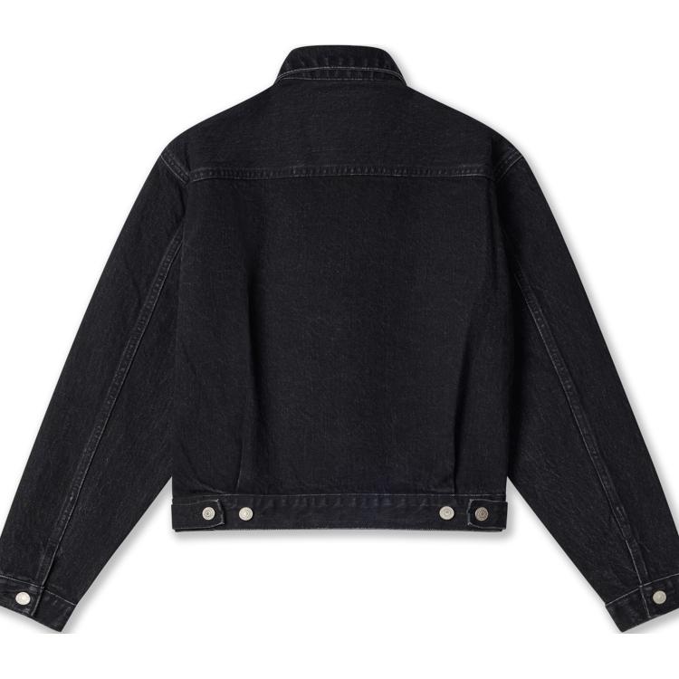 Levis Лацкан Однобортный Короткий Модный Универсальный Длинный Рукав Джинсовая Куртка Женские куртки Черный A5884-0002