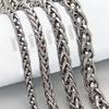 3/4/5/6MM MENS Stainless Steel Wheat Braided Chain Necklace