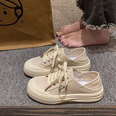 Весенний взрыв полусабо парусиновые туфли женская обувь 2025 новая ленивая обувь на одной педали для беременных тканевая обувь двойного ношения одинарная обувь кеды