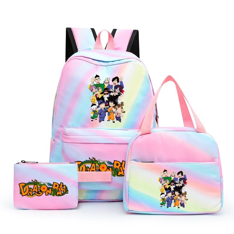 3Pcs/set Anime Dragon Ball Backpack for Girls Boys Back To Schoolbag with Lunch Bag Student Bookbag Men Women Travel Bag Mochila