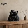 Animal Shape Sculpture 3D Printed Black Cat Figurine, Three Hugging Geometric Statue, Artistic Modern for Home Office Bookshelf Statue