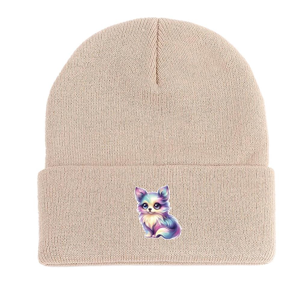 Miraculous Fox Winter Knitted Cap Beanie, Animal Skull Cap Fit Elastic Sporting Bonnet Knit Hat Beanie
