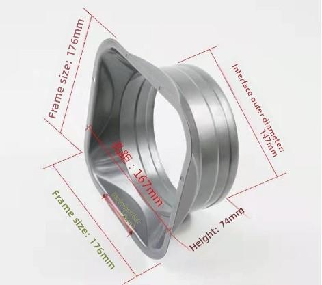 For Kitchen Hood Ventilator Pipe Connecting Vent Flange Exhaust Duct 4-10inch Electrostatic Spray Metal Silver-gray