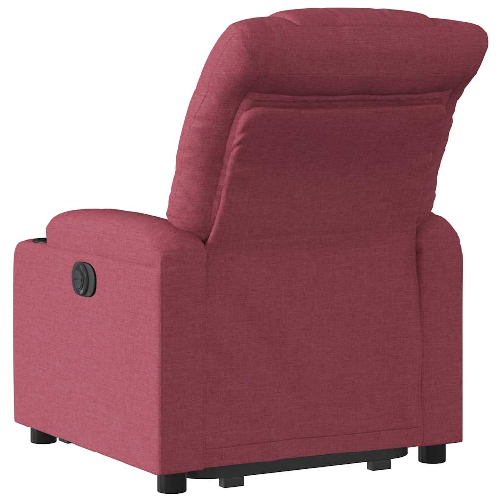Electric Recliner Chair with Rising Function Burgundy Fabric