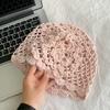 Весенне-летняя вязаная крючком шапка ручной работы для женщин, тонкая дышащая ажурная шапка, модная ретро нишевая шапка-пуловер