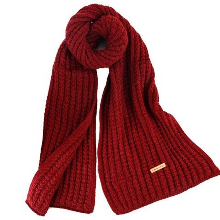 Korean Style Knitted Wool Scarf - Unisex, Thick & Warm for Autumn/Winter