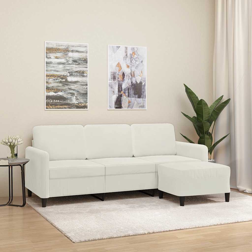 Vidaxl Sofa 3-Osobowa, Kremowa, 180 Cm, Tapicerowana Aksamit