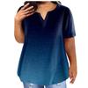 Fashion Plus Size Women's Casual Short Sleeve Round Neck Gradient Print T-shirt With Pockets