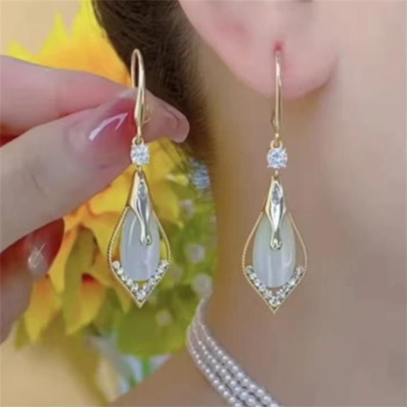 Геометрические бриллиантовые серьги-подвески с кошачьим глазом для женщин, новые модные серьги с кристаллами циркония, ювелирное украшение в подарок