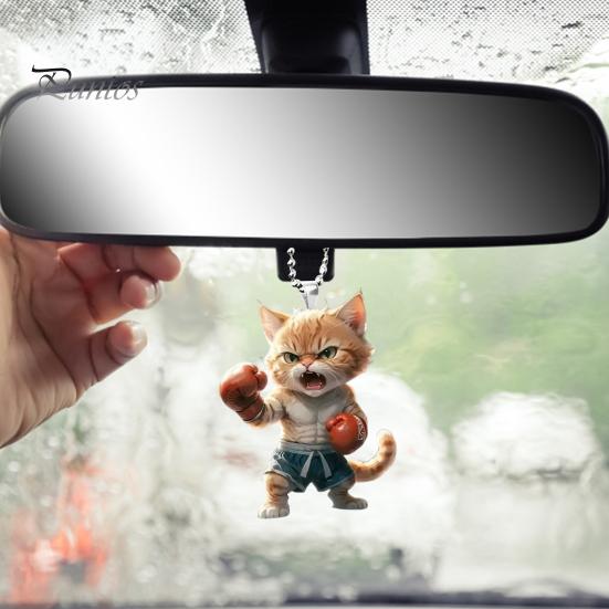 Акриловый кулон в виде кошки с ремешком, симпатичный маленький автомобильный кулон в виде кошки, подвесное украшение для зеркала автомобиля, окон, сумок, ключей