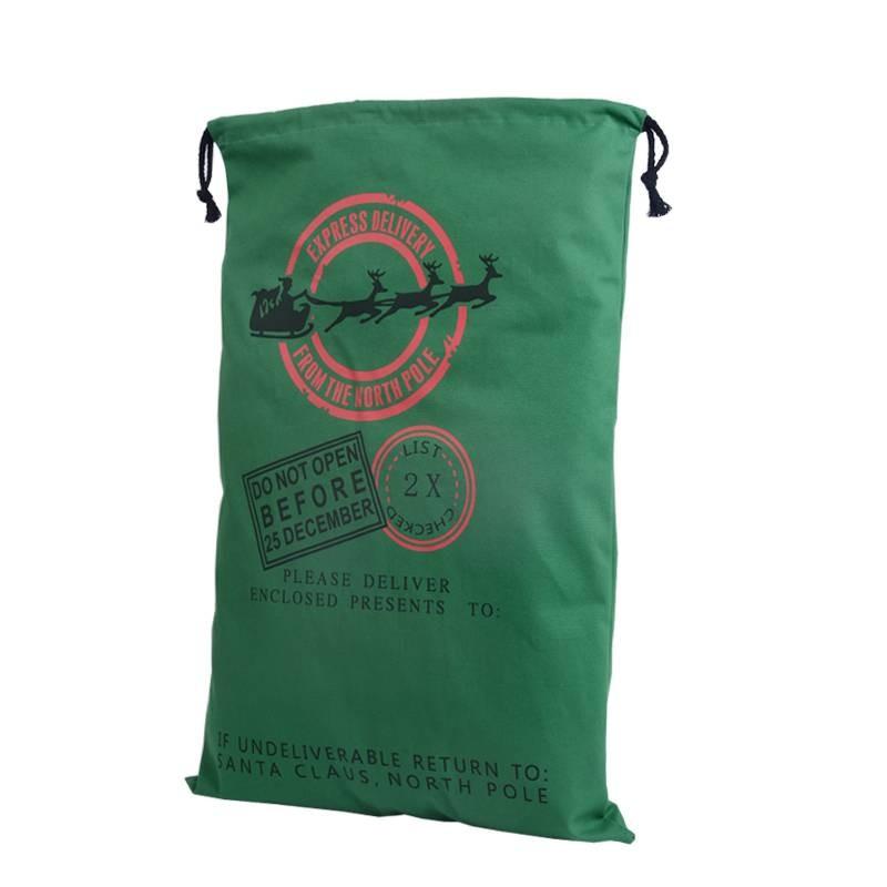 Festive Canvas Gift Bag With Reinforced Drawstring For Holiday Gift Wrap