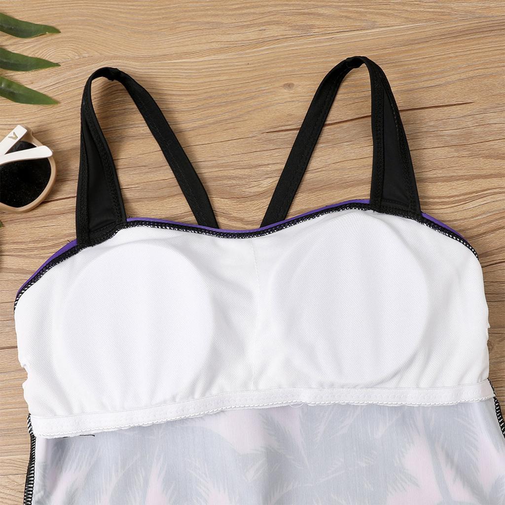 Women's Sexy Slim Fit Printed Sling Split Boxer Shorts Bikini Plus Size Swimsuit (Two Piece)