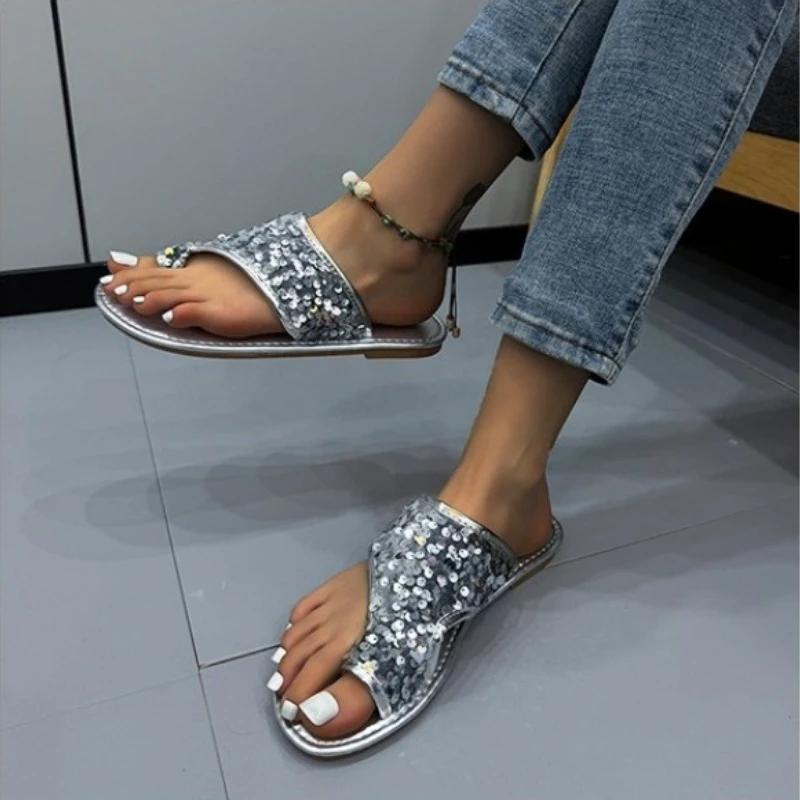 Women Slippers Outside Casual Beach Women Shoes Summer New Flats Flip Flop Sandals Walking Clip Toe Rome Buckle Ladies