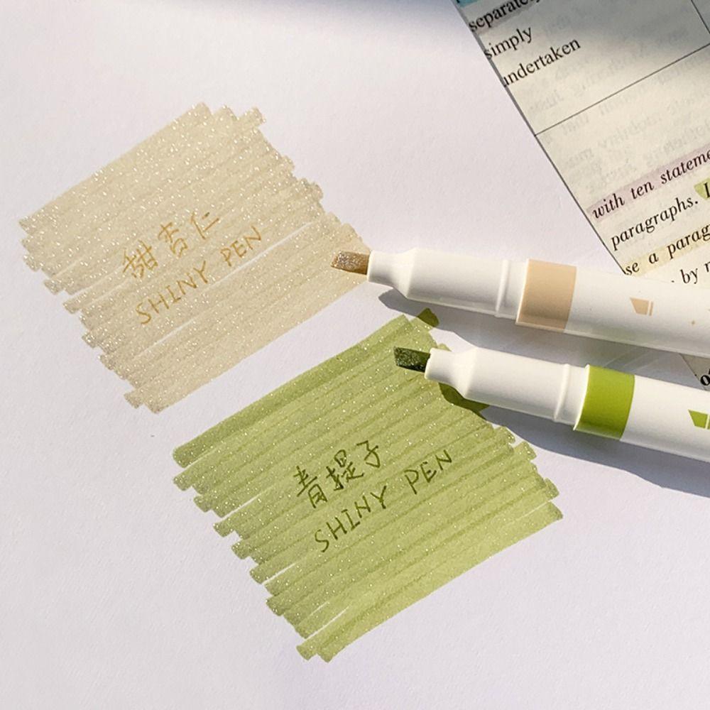 5PCS Plastic Glitter Highlighters High Gloss Fluorescent Pen Draw Doodle Pens Students Gift