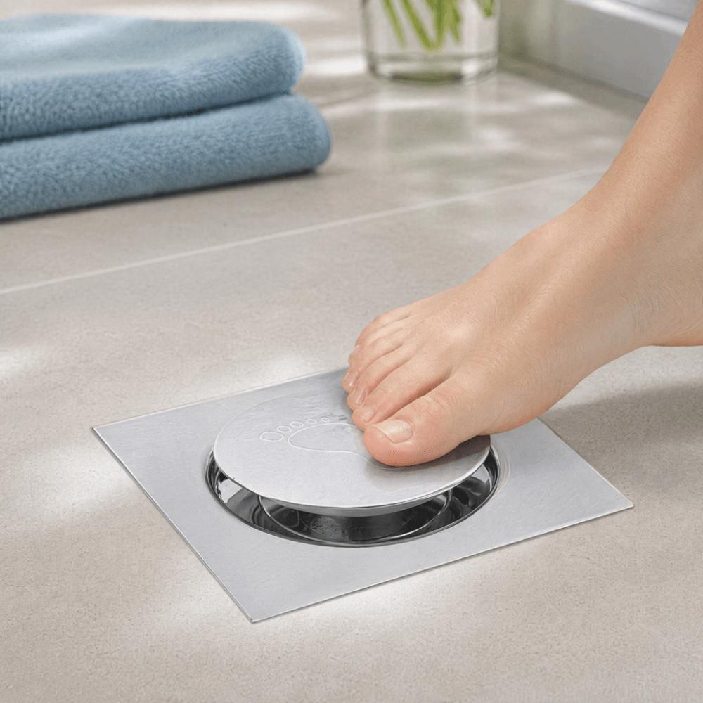 Removable Cover Grate Pedal Bounce Floor Drain Square Shower Drain Durable Floor Drain Garage